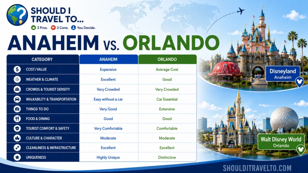 Should I Travel To ... Anaheim vs. Orlando Scorecard