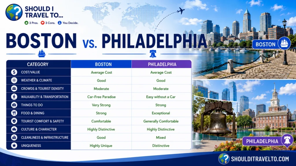 Should I Travel To ... Boston vs Philadelphia scorecard