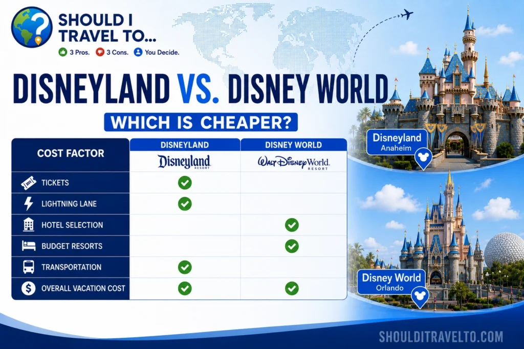 Is disneyland or disney world cheaper comparison table
