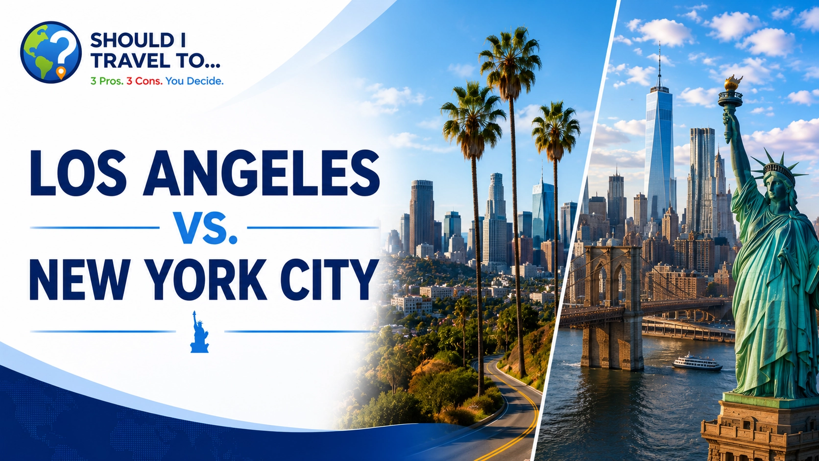Should I Travel To ... Los Angeles vs. New York City comparison guide header