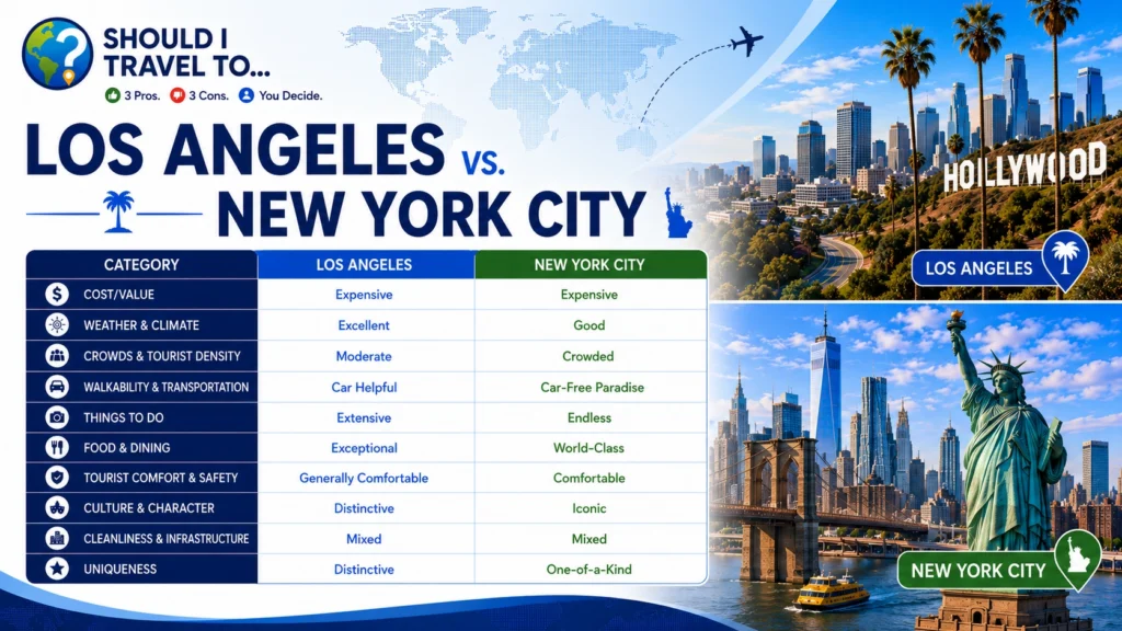Should I Travel To ... Los Angeles vs New York City scorecard