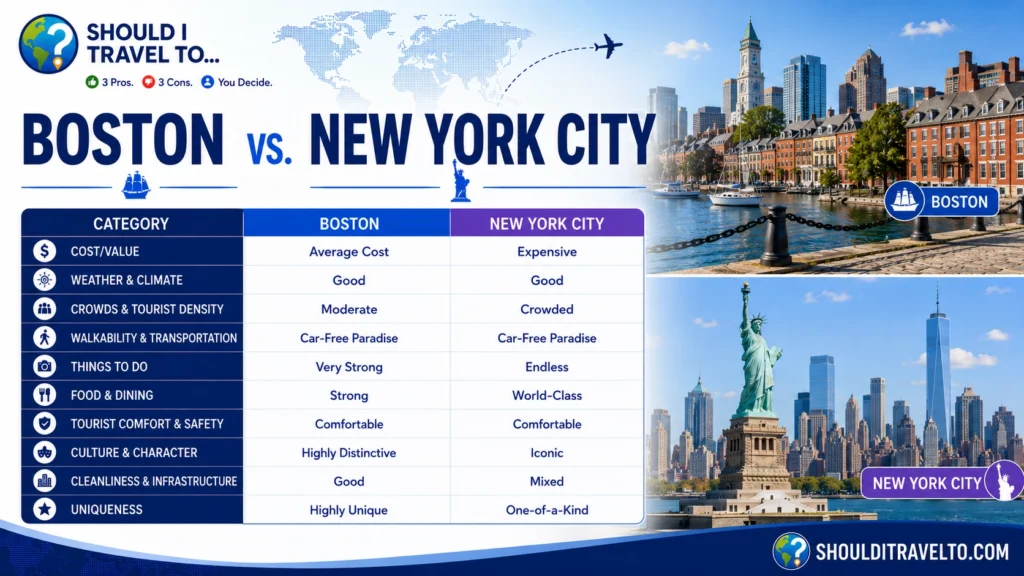 Should I Travel To ... Boston vs. New York City scorecard