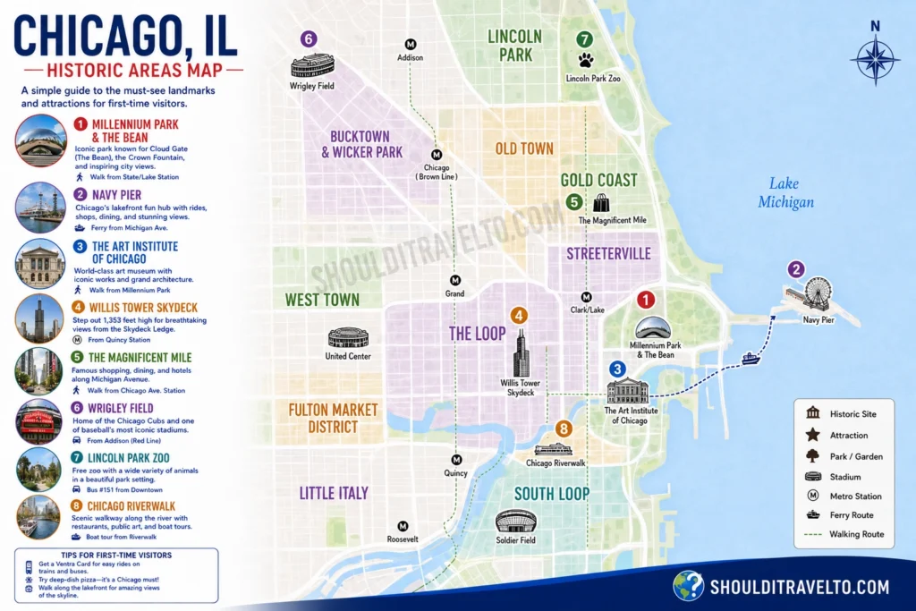 map of Chicago for tourists