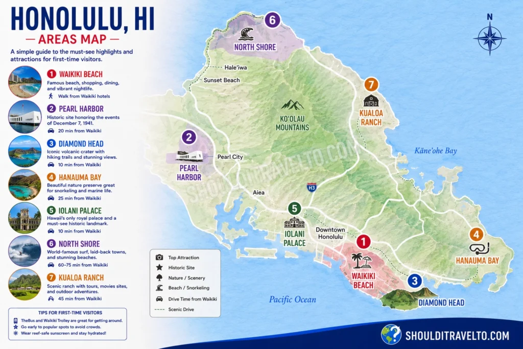 map of Honolulu for first-time visitors