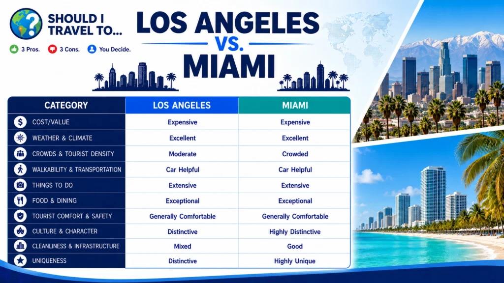 Should I Travel To .. Los Angeles vs. Miami scorecard