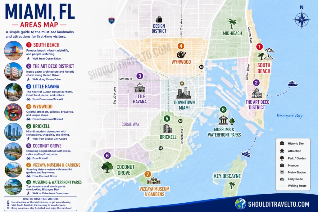 Map of miami for first-time visitors