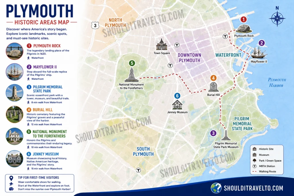 map of Plymouth, MA, for first-time visitors