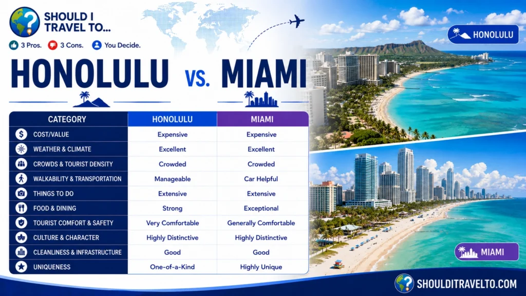 Should I Travel To ... Honolulu vs. Miami scorecard