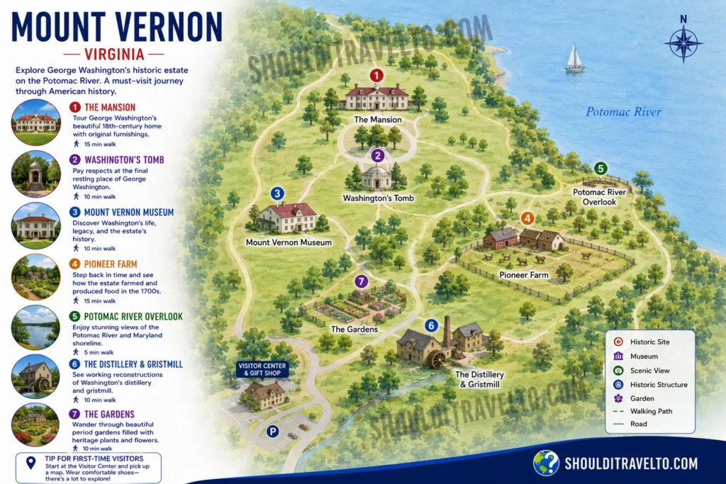 map of Mount Vernon for first-time visitors