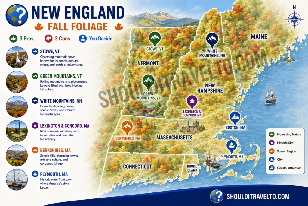 map of New England fall foliage for first-time visitors