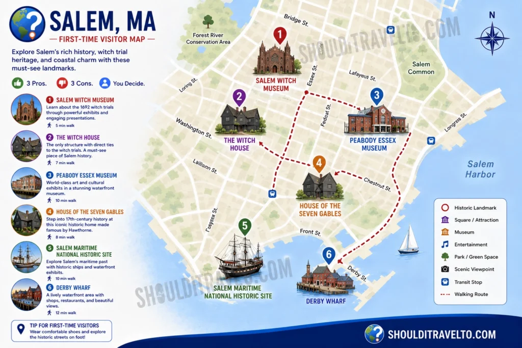 map of Salem, MA, for first-time visitors