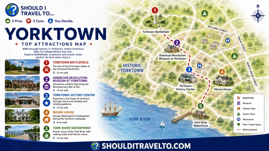 map of Yorktown for first-time visitors