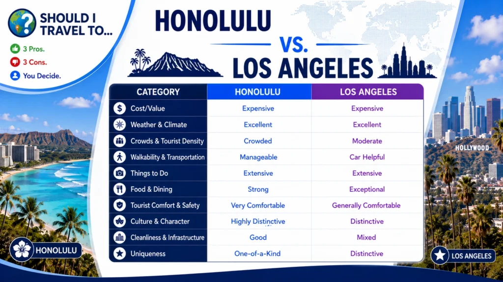 Should I Travel To ... Honolulu vs. Los Angeles scorecard