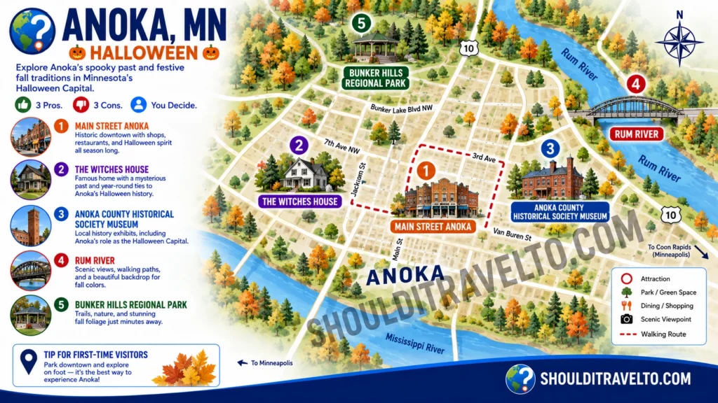 map of Anoka, Minnesota, for first-time visitors