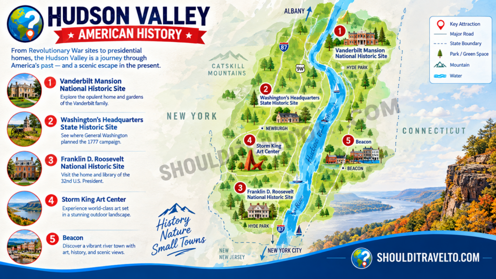 map of Hudson Valley, New York, for first time visitors