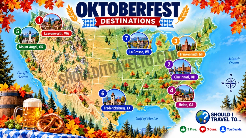 map of Oktoberfest destinations in the United States for first-time visitors