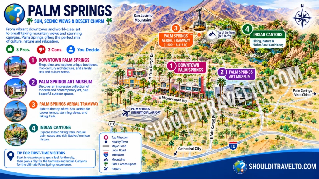map of Palm Springs for first time visitors