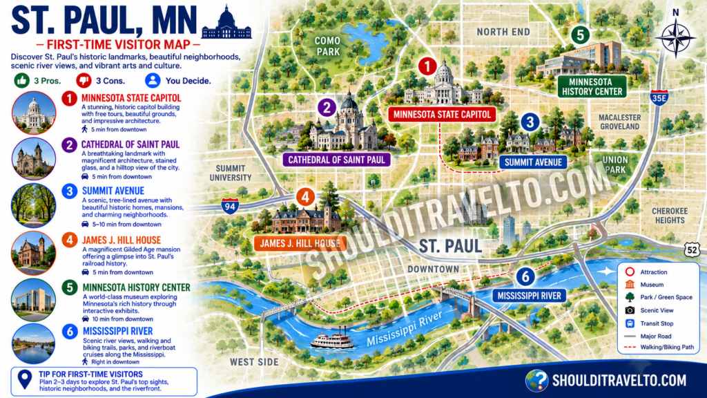 map of St. Paul, MN, for first-time visitors