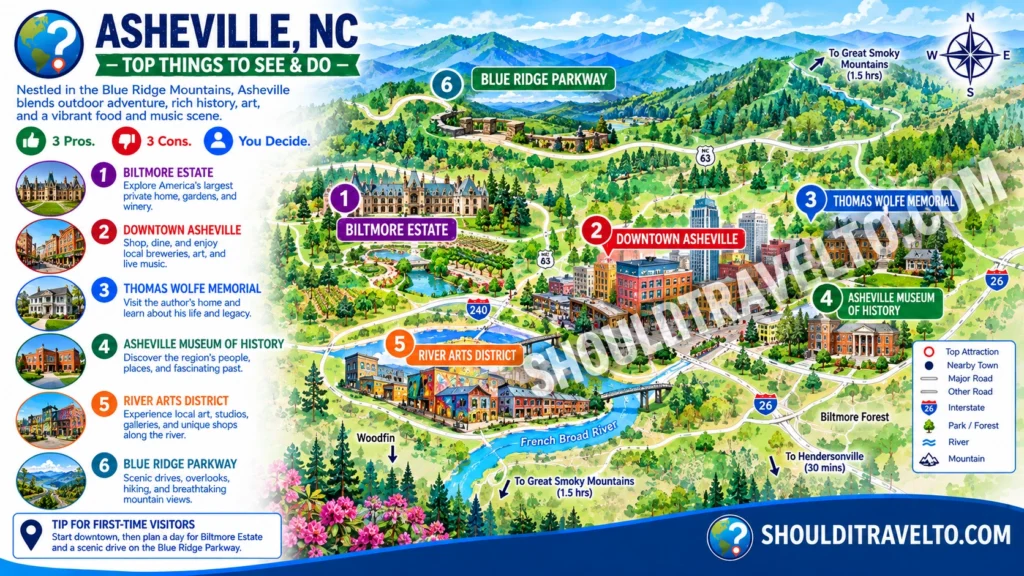 map of Asheville, NC, for first-time visitors