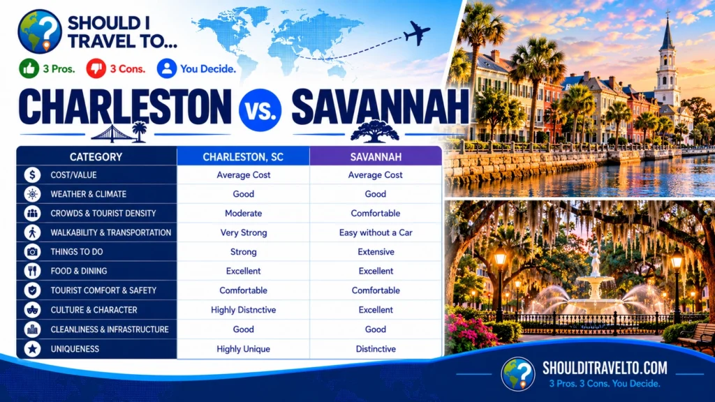 Should I Travel To ... Charleston vs. Savannah scorecard