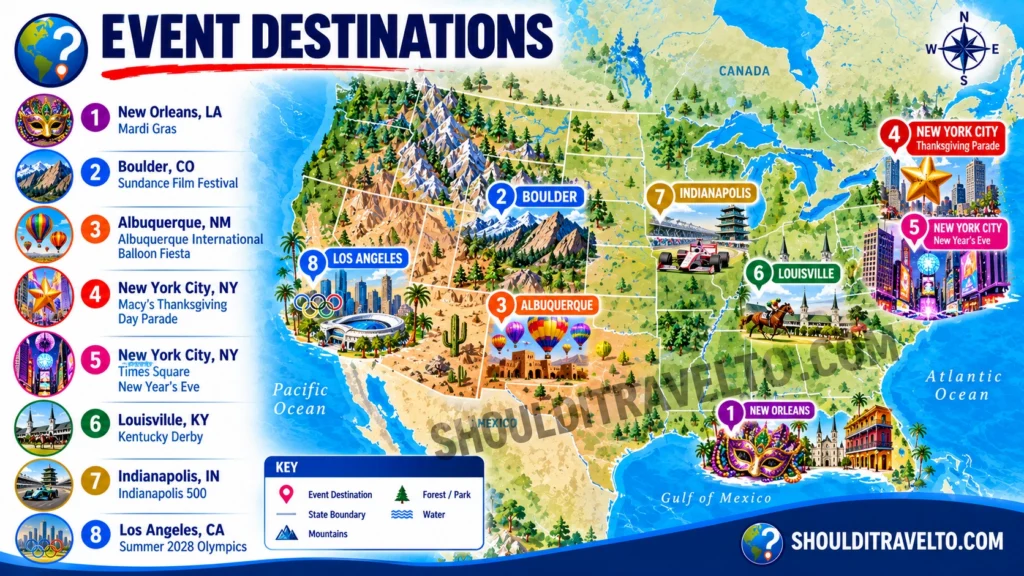 Event Destinations map for first time visitors