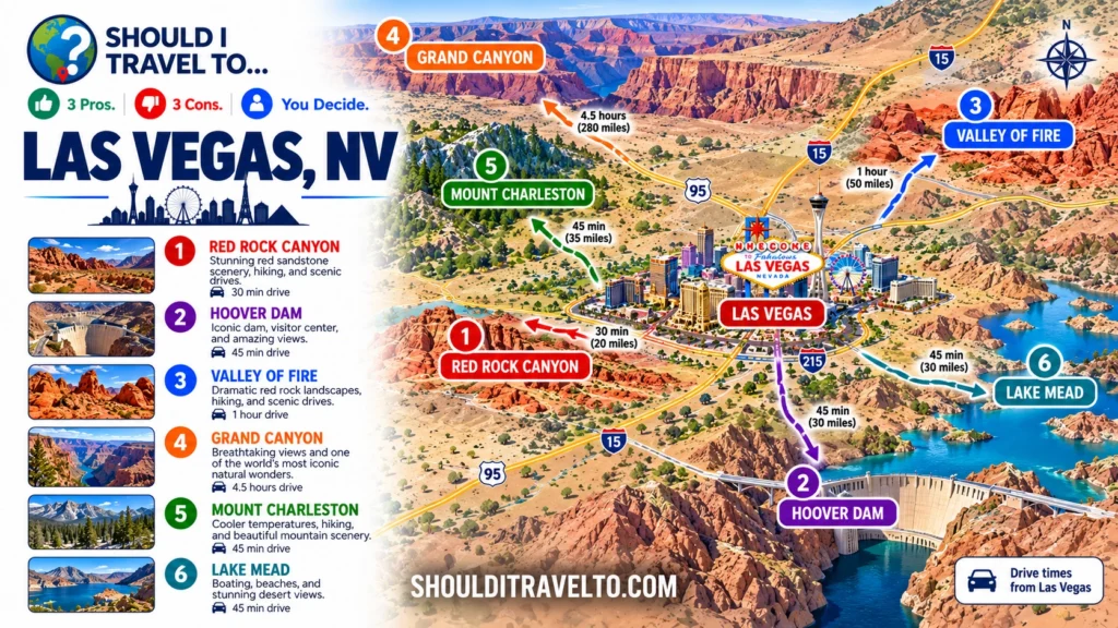 map of nearby attractions to Las Vegas for first time visitors