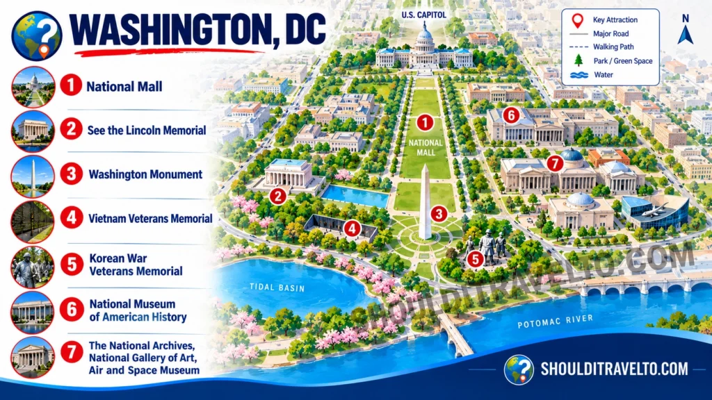 map of Washington, DC, for first time visitors